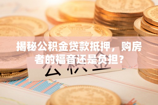 辰溪揭秘公积金贷款抵押，购房者的福音还是负担？