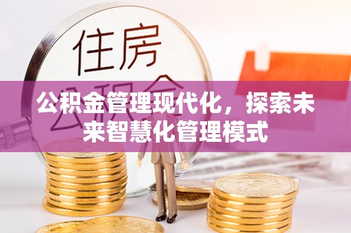 辰溪公积金管理现代化，探索未来智慧化管理模式