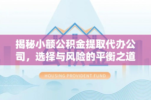 辰溪揭秘小额公积金提取代办公司，选择与风险的平衡之道