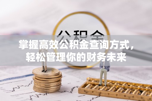 辰溪掌握高效公积金查询方式，轻松管理你的财务未来