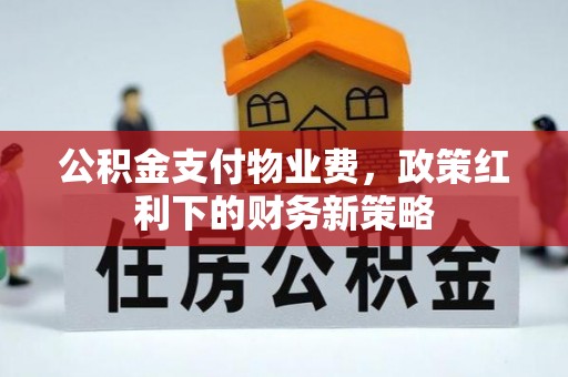 辰溪公积金支付物业费，政策红利下的财务新策略